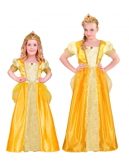 Robe de Princesse Jaune pour filles - Couronne Assortie