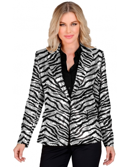 Veste Noire et Argentée à Sequins Motif Zébré femme