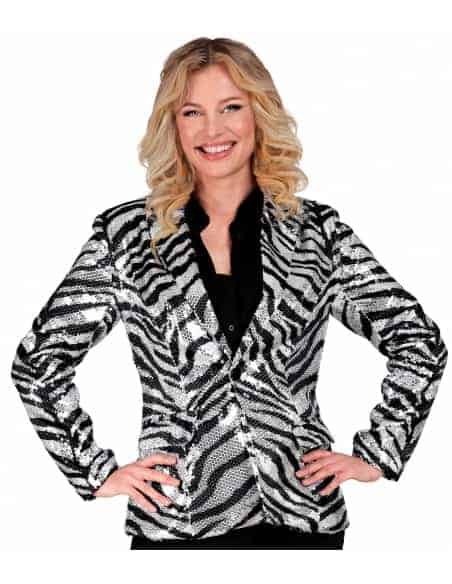 Veste Noire et Argentée à Sequins Motif Zébré femme