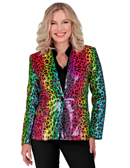 Veste de Tailleur Femme à Sequins : Élégance Arc-en-Ciel et Fun