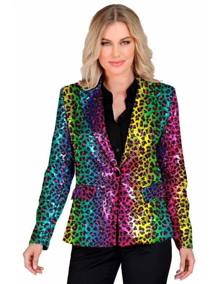 Veste de Tailleur Femme à Sequins : Élégance Arc-en-Ciel et Fun