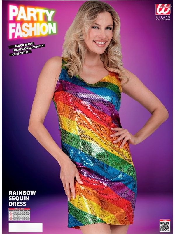 Robe courte brillante à paillettes arc-en-ciel - Disco, Nouvel An