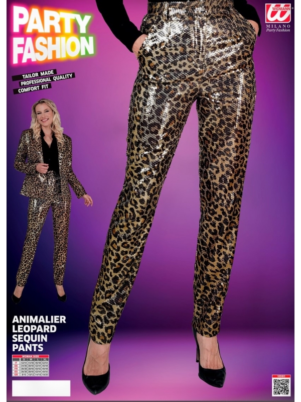 Pantalon Crayon femme à Paillettes  motif Léopard : Élégance Féline