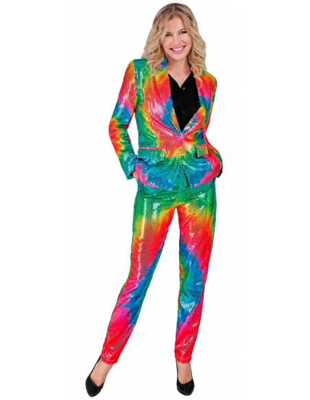 Pantalon Crayon Femme à Sequins Tie and Dye : Éclat Multicolore et Élégance