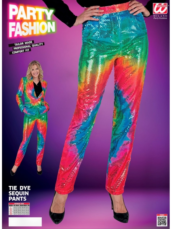 Pantalon Crayon Femme à Sequins Tie and Dye : Éclat Multicolore et Élégance