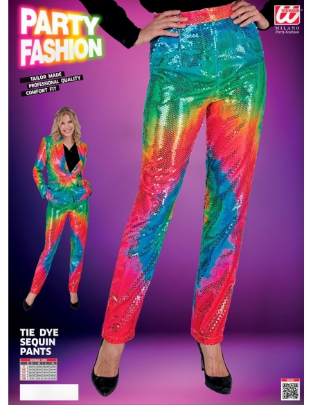 Pantalon Crayon Femme à Sequins Tie and Dye : Éclat Multicolore et Élégance