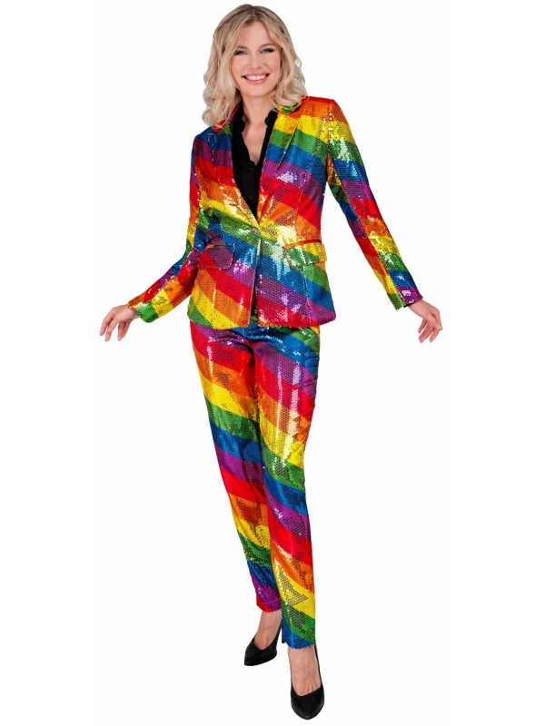 Pantalon Crayon Femme à Sequins arc -en-ciel du S au XL