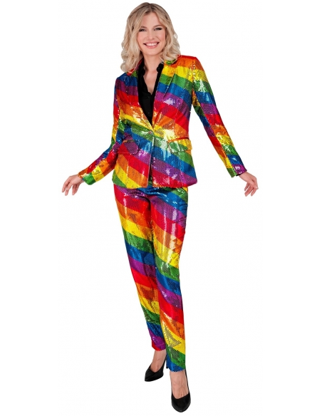 Pantalon Crayon Femme à Sequins arc -en-ciel du S au XL