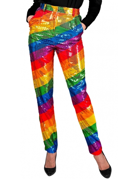 Pantalon Crayon Femme à Sequins arc -en-ciel du S au XL