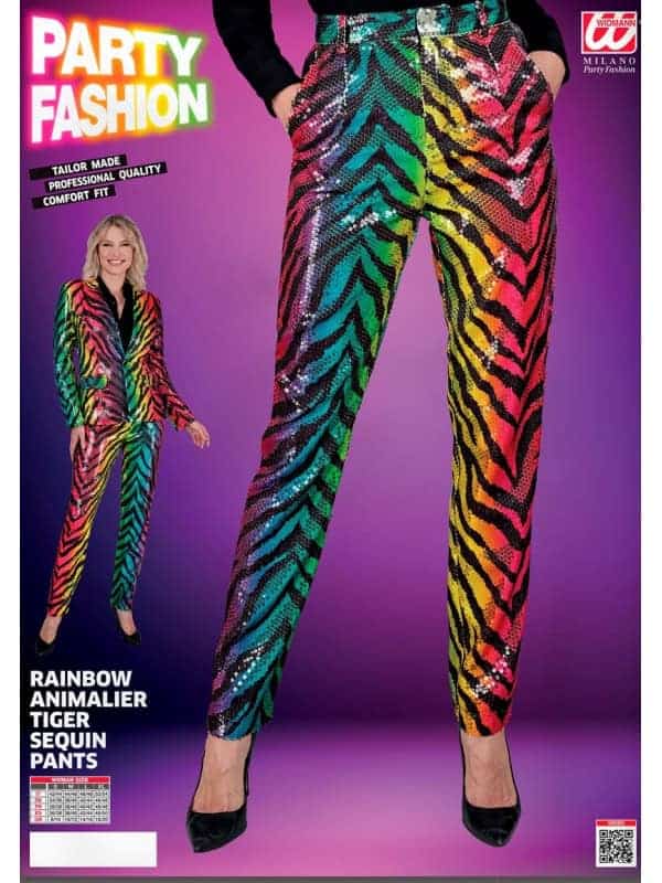 Pantalon Femme à Sequins Zèbre Multicolore : Éclat Festif et Élégance