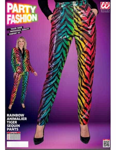 Pantalon Femme à Sequins Zèbre Multicolore : Éclat Festif et Élégance