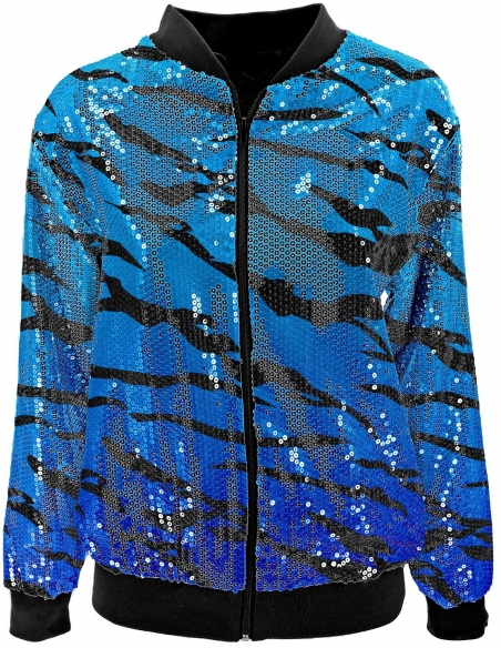 Veste Bomber à Paillettes, Effet Vagues Bleues, Adultes - Nouvel An, Disco