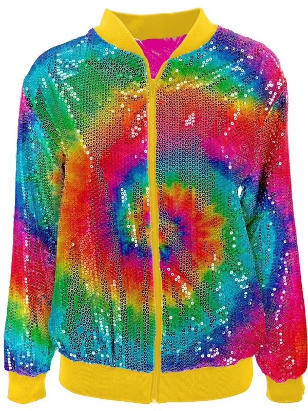 Veste Bomber à Paillettes Tie and Dye, Adultes - Nouvel An, Disco