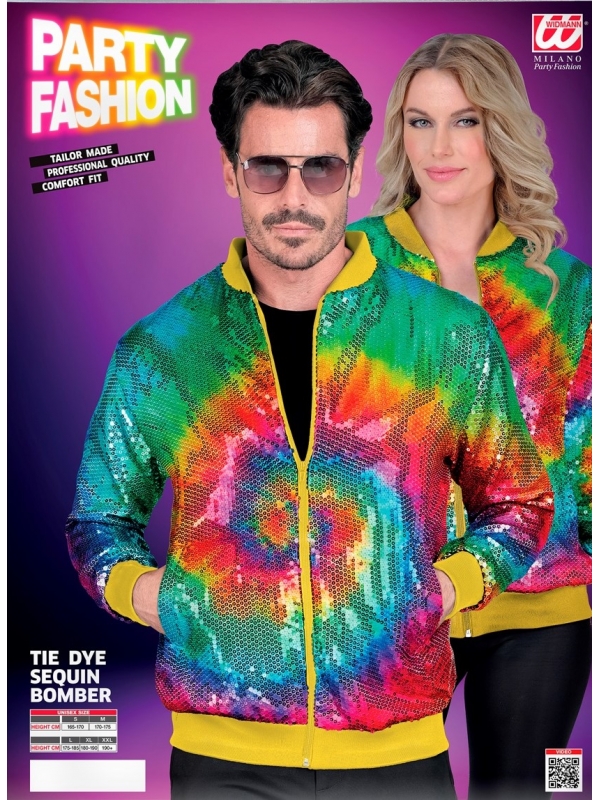 Veste Bomber à Paillettes Tie and Dye, Adultes - Nouvel An, Disco