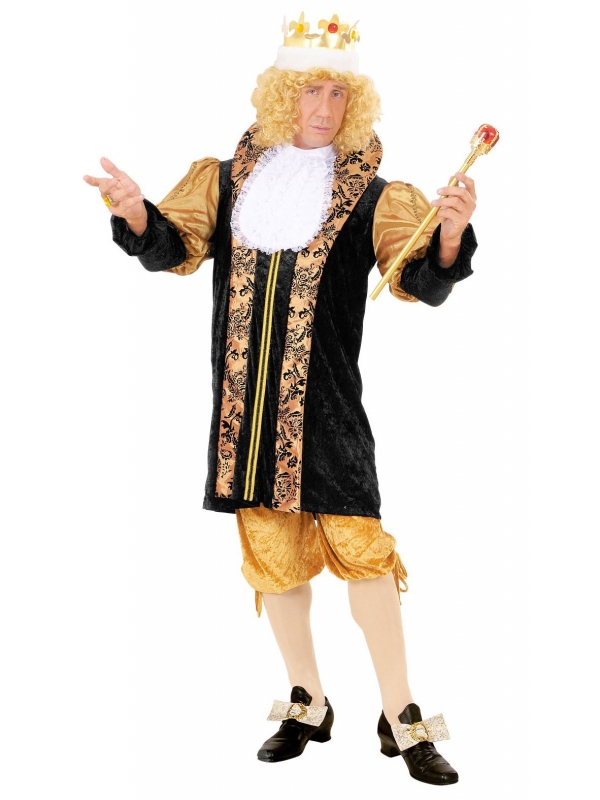 Costume Roi Médiéval homme noir et doré haute qualité