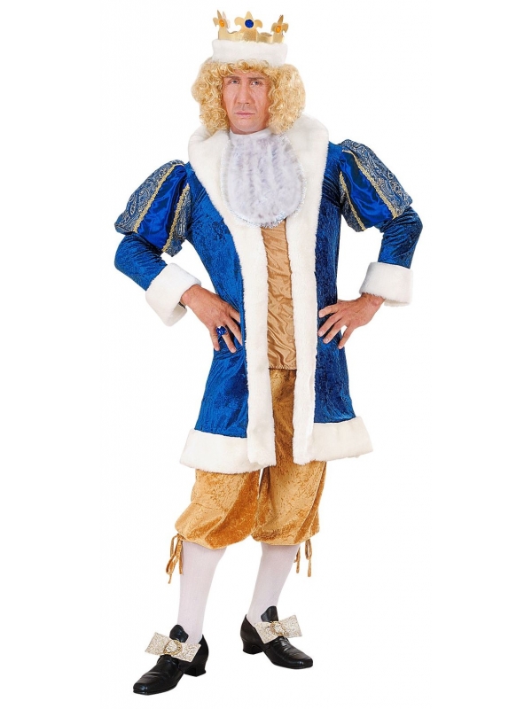 Costume de Roi médiéval bleu pour homme haute qualité