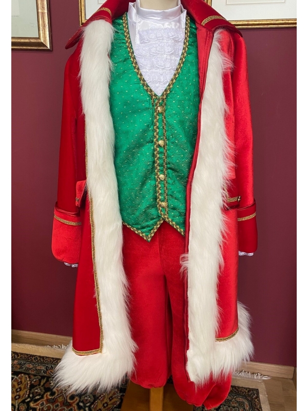 Costume Père Noël qualité professionnelle avec gilet vert