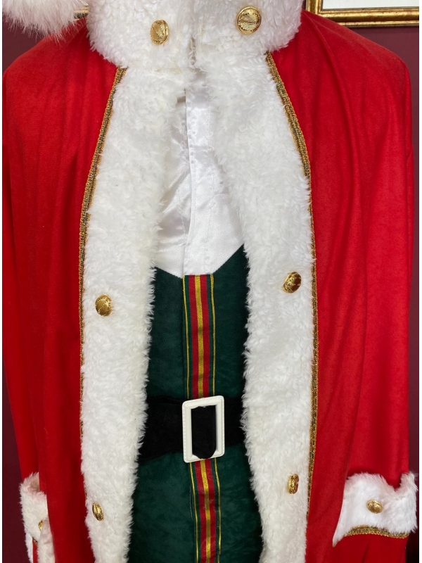 Costume Père Noël Homme 11 Pièces - Veste Et Pantalon Rouge, Barbe, Chapeau, Sac - Taille S à XXL, Professionnel