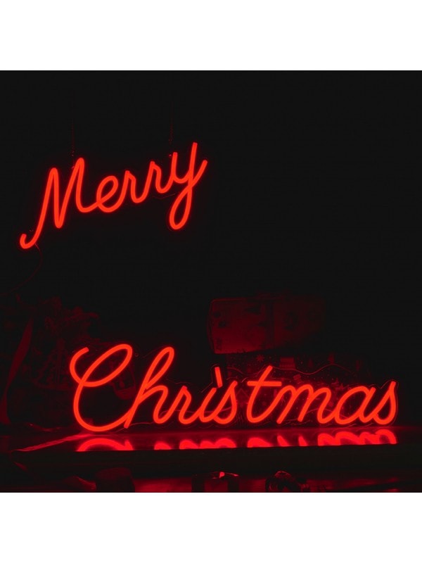 Décoration Lumineuse de Noël : Panneau Néon "Merry Christmas