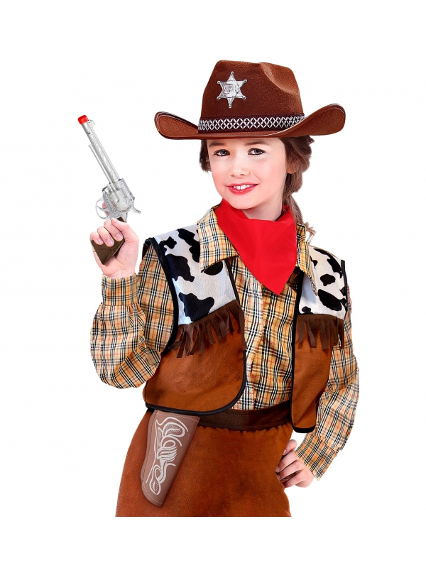 Kit Complet Accessoires Cowboy 7 Pièces - Chapeau, Ceinture Holster, Foulard, Bolo, Badge Pour Déguisement Western
