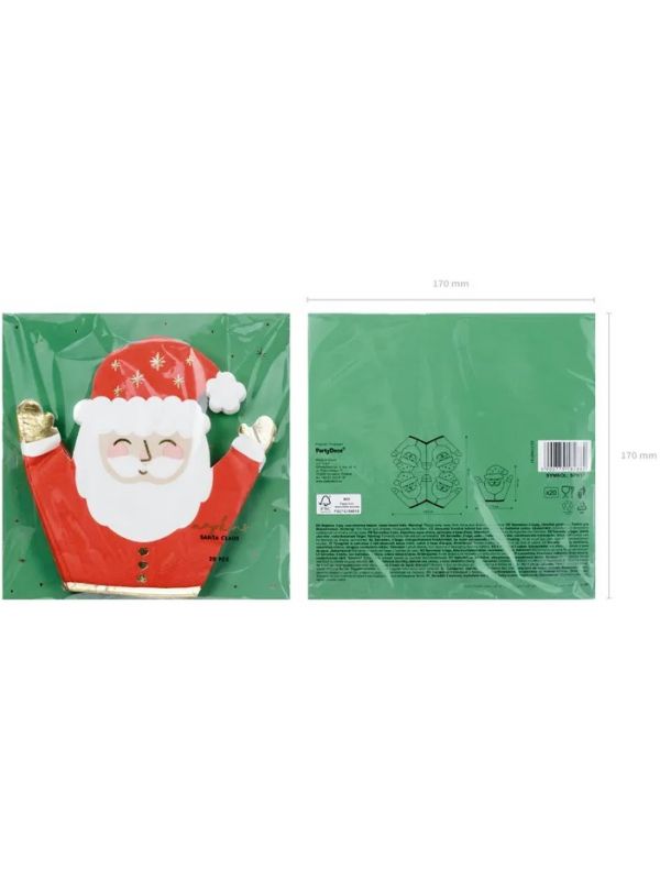 Serviettes de table Père Noël, mixtes, 16x15cm (1 pqt. / 20 pc.)