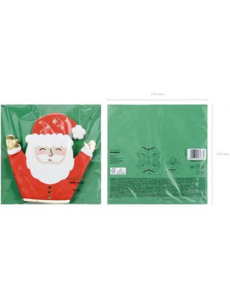 Serviettes de table Père Noël, mixtes, 16x15cm (1 pqt. / 20 pc.)