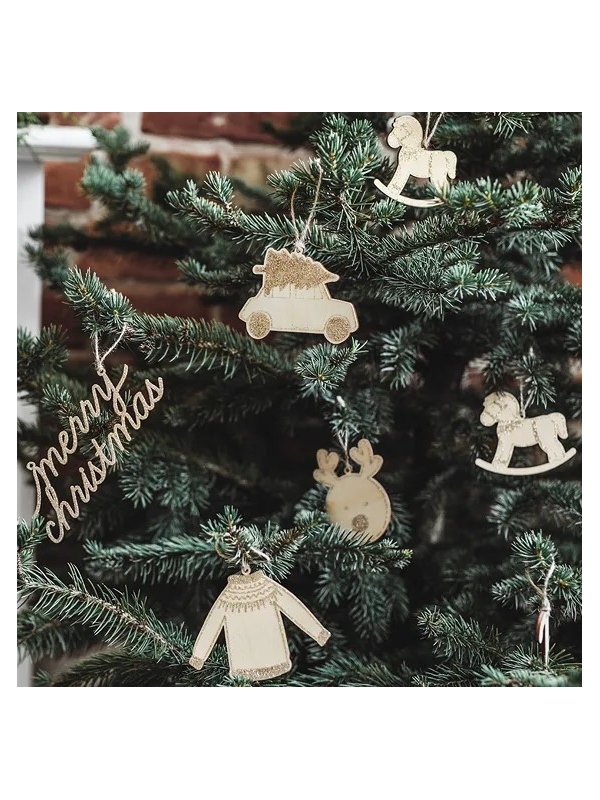 Suspensions décoratives de Noël, Doré - Paquet de 10