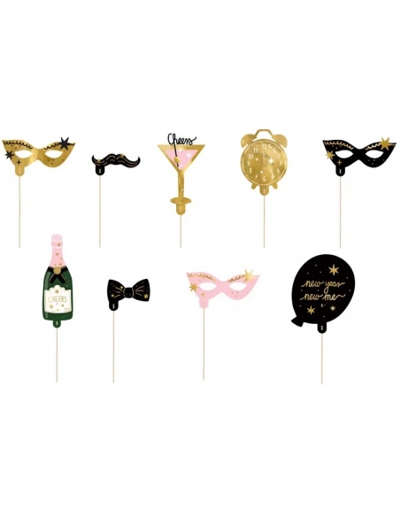 Gadgets pour photos Let's Party, mélange de couleurs, Paquet de 9 Pièces