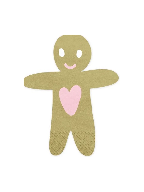 Serviettes Gingerbread Man, Lot de 20 pièces, Noël