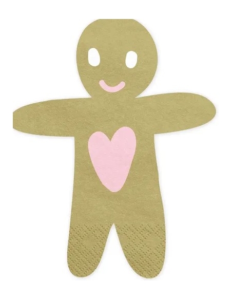 Serviettes Gingerbread Man, Lot de 20 pièces, Noël
