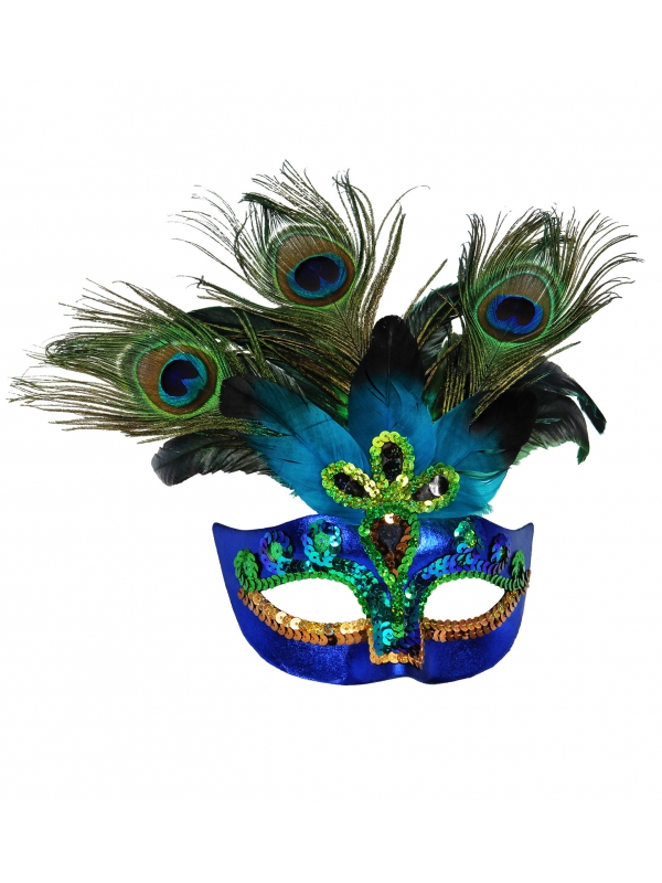 masque loup femme aux plumes de paons !