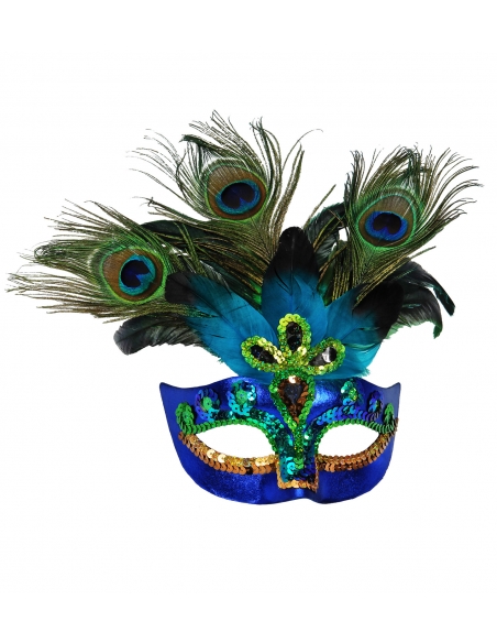 masque loup femme aux plumes de paons !