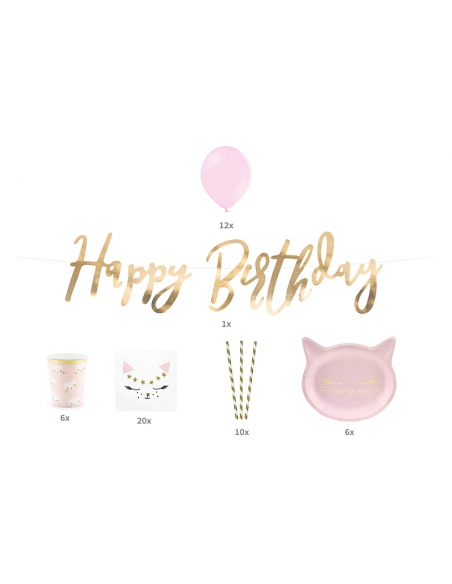 Kit décoration anniversaire Chat (1 pqt. / 55 pc.)