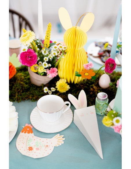 Décoration de Lapin de Pâques en Nid d'Abeille Jaune de 30 cm : Une Lueur Ensoleillée pour Votre Fête Pascale