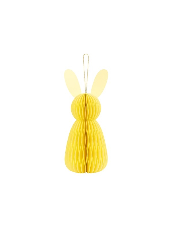 Décoration de Lapin de Pâques en Nid d'Abeille Jaune de 30 cm : Une Lueur Ensoleillée pour Votre Fête Pascale