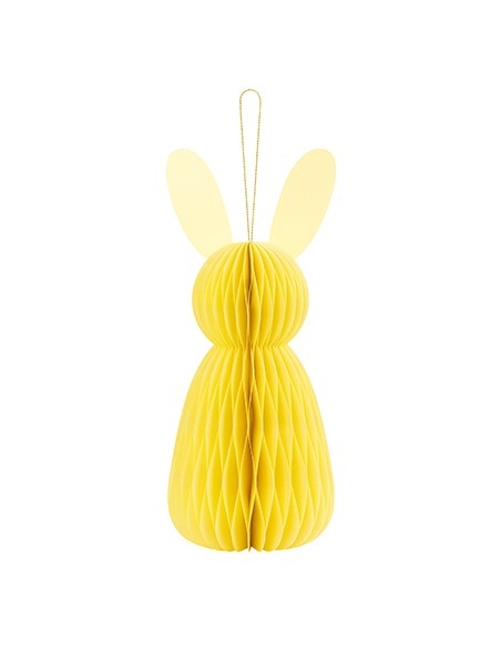 Décoration de Lapin de Pâques en Nid d'Abeille Jaune de 30 cm : Une Lueur Ensoleillée pour Votre Fête Pascale