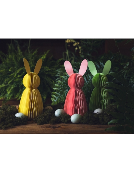 Décoration de Lapin de Pâques en Nid d'Abeille Rose de 30 cm : Douceur Printanière pour Votre Célébration Pascale