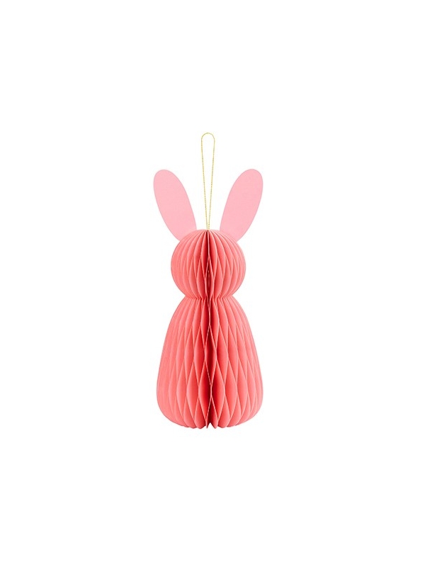 Décoration de Lapin de Pâques en Nid d'Abeille Rose de 30 cm : Douceur Printanière pour Votre Célébration Pascale