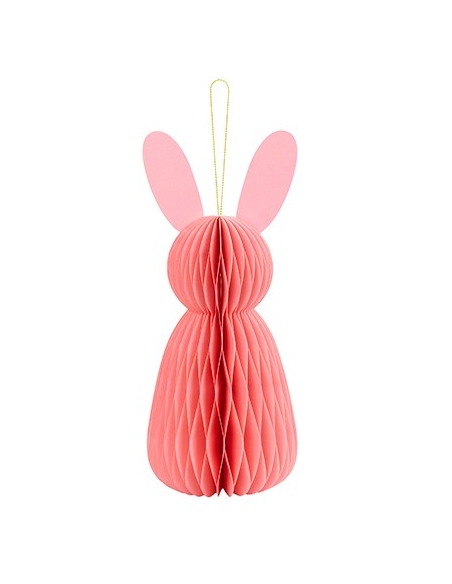Décoration de Lapin de Pâques en Nid d'Abeille Rose de 30 cm : Douceur Printanière pour Votre Célébration Pascale