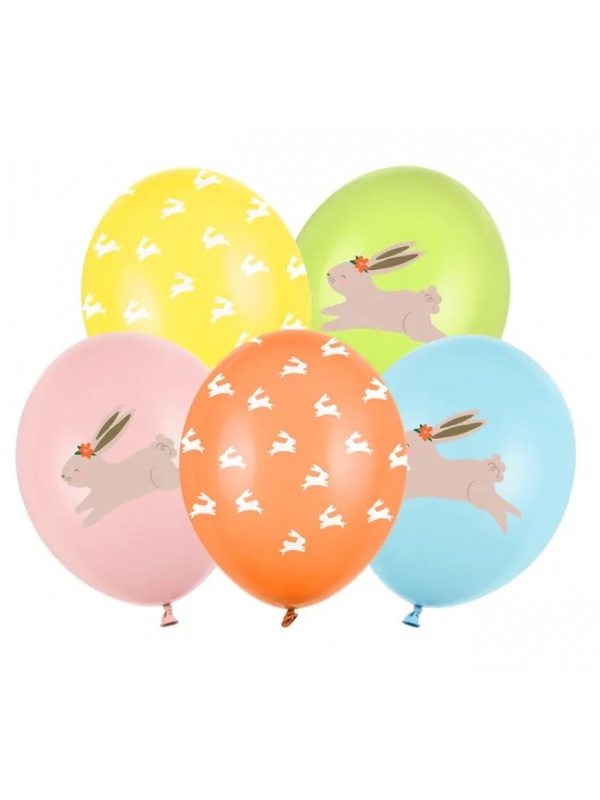 7 Ballons 30 cm, Œufs de Pâques - 5 Designs Colorés