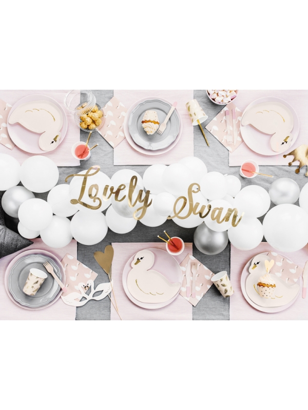Gobelets Lovely Swan 260 ml | Papier Rose Pâle avec Plumes Dorées (6 pc.)