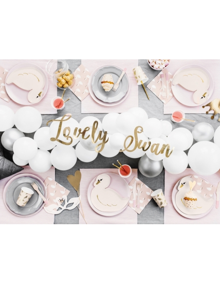 Gobelets Lovely Swan 260 ml | Papier Rose Pâle avec Plumes Dorées (6 pc.)