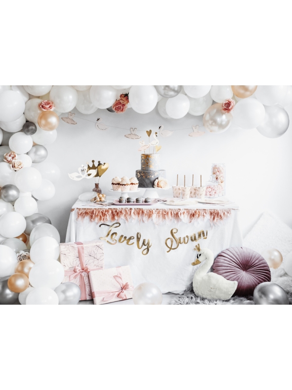 Gobelets Lovely Swan 260 ml | Papier Rose Pâle avec Plumes Dorées (6 pc.)