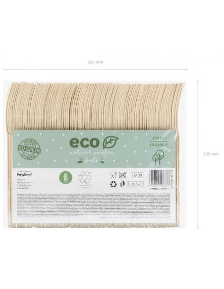 Fourchettes en Bois 15,5 cm | Lot de 100 | Écologiques et Pratiques