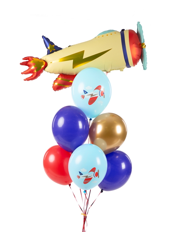 Ballons Thème Avion, Uni/ Avec Impression, 6 Ballons Multicolores