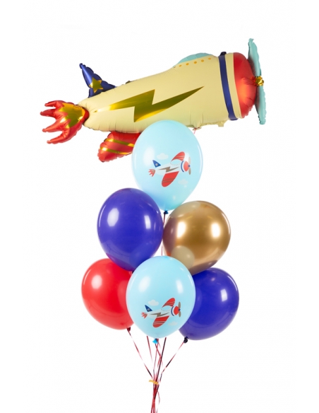 Ballons Thème Avion, Uni/ Avec Impression, 6 Ballons Multicolores
