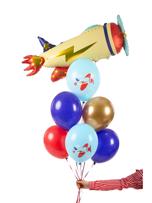 Ballons Thème Avion, Uni/ Avec Impression, 6 Ballons Multicolores
