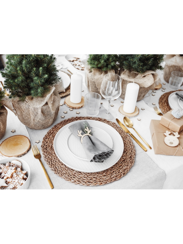 Serviettes en Bois Renne de Noël - Élégance pour Votre Table Festive