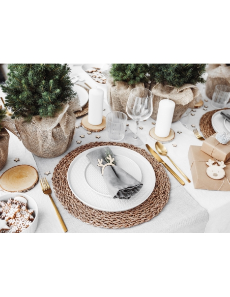 Serviettes en Bois Renne de Noël - Élégance pour Votre Table Festive
