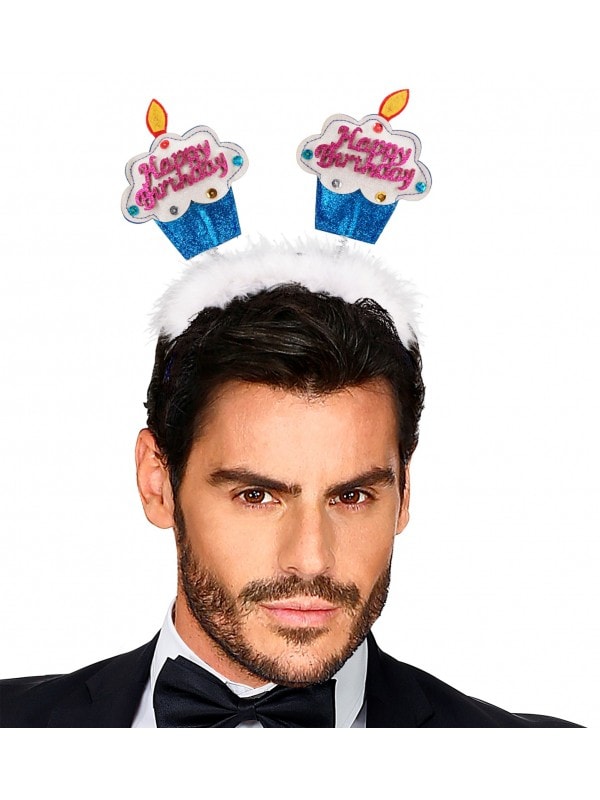 Serre-Tête Gâteau d'Anniversaire Bleu : Éclatant et Festif - Vendu par 12